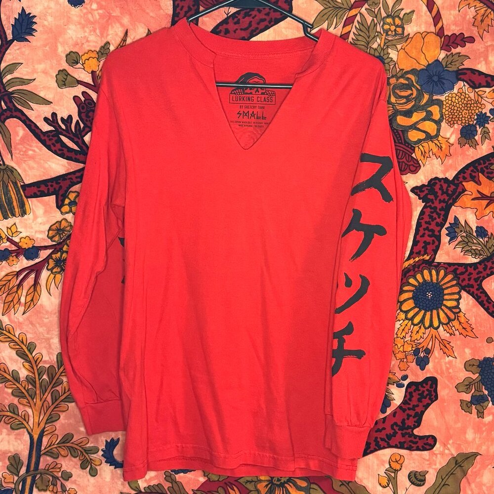 Red Longsleeve Lurking Class Graphic Tee